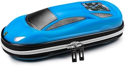 Surpop Supercar Pencil Case, EVA Hard Shell for Kids and Teens, Blue
