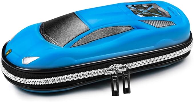 Surpop Supercar Pencil Case, EVA Hard Shell for Kids and Teens, Blue