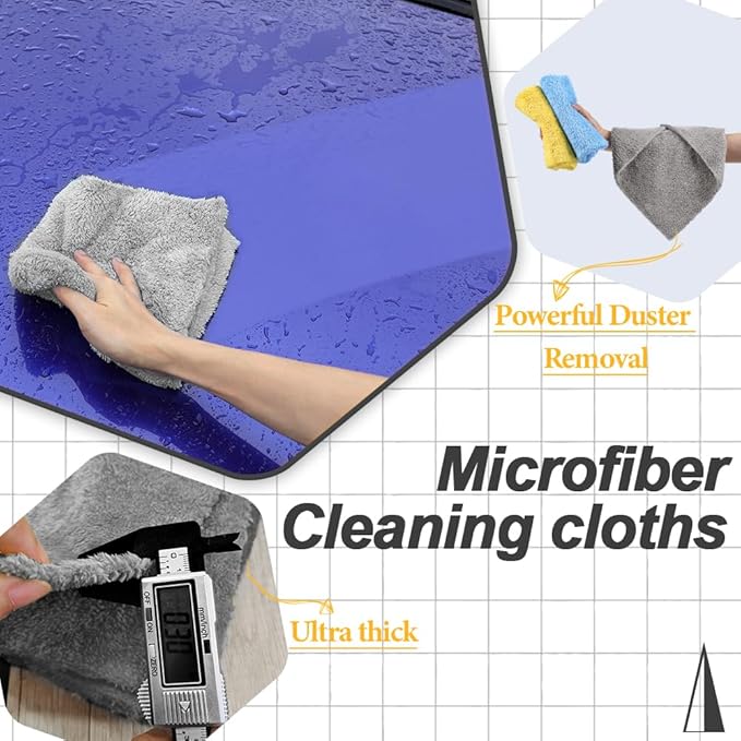 Car Detailing Kit, Interior Cleaning Brush & Microfiber Towel Set, Scratch Free Extra Soft Duster for Car Interior Exterior, Gifts for Men Women - 3 Packs - Grey