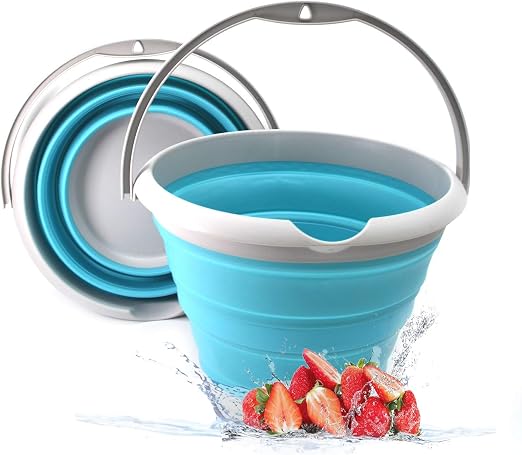 SAMMART 10L (2.64Gallon) Collapsible Fishing Bucket - Foldable Round Tub - Portable Plastic Water Pail - Space Saving Ou