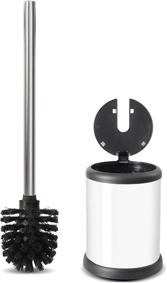 ToiletTree Products Toilet Brush with Lid - Sleek Bowl Brush and Holder - Heavy-Weight Base - Lidded Toilet Bowl Cleaner - White