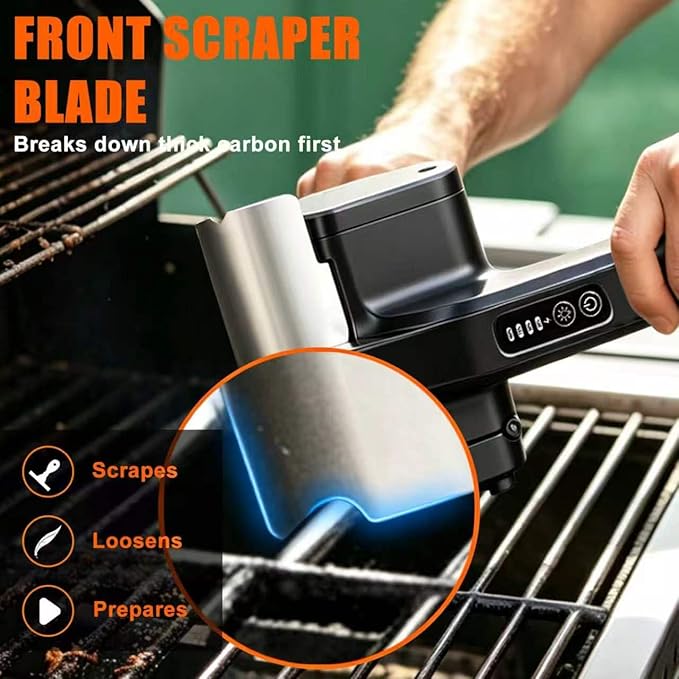 Electric Grill Brush, High Torque BBQ Bristle-Free Cleaner – Rechargeable Cordless with LED Light, Splash Guard & Scraper, Heavy Duty Grill Cleaning Tool for Outdoor Grill, Gift for Men Dad