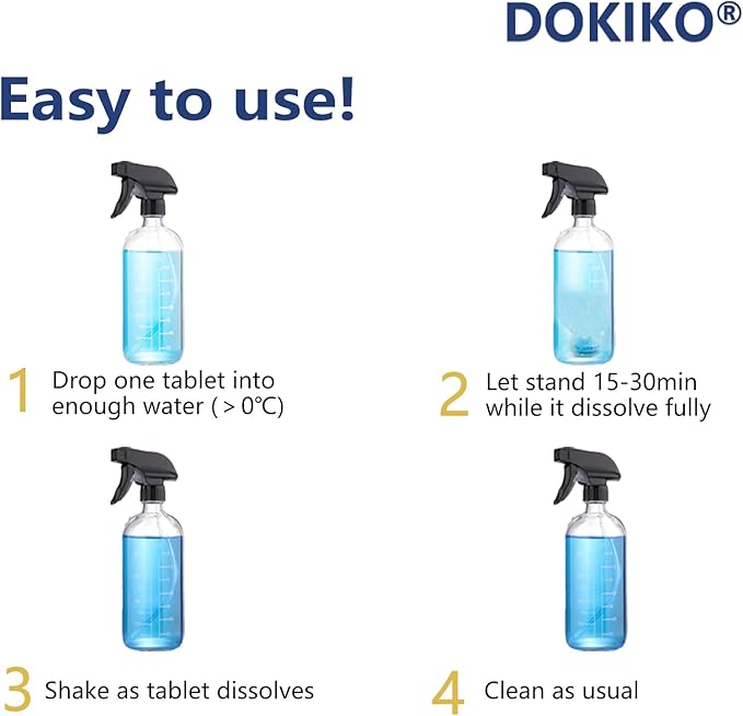 DOKIKO 100 PCS Glass Cleaner Refill,Glass Clean Tablets, Window Clean Refill Tablets, 100 Concentrated Dissolvable,1 Pack Makes 100 * 16 fl oz Spray Effective cleaning