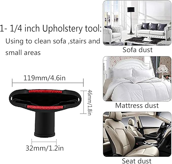 1 1/4 inch Vacuum Attachments Brushes Kit 1-1/4 inch 1-3/8 inch Vacuum Cleaner Accessories for 32mm and 35mm Standard Hose