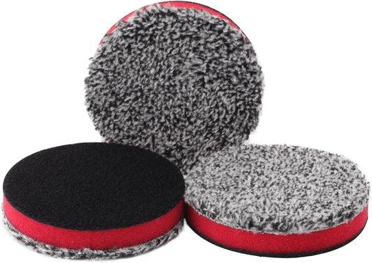 SPTA 3"(75MM) Microfiber Cutting Pads, 3PCS Soft Microfiber Wax Removal, Detailing Wax Applicator