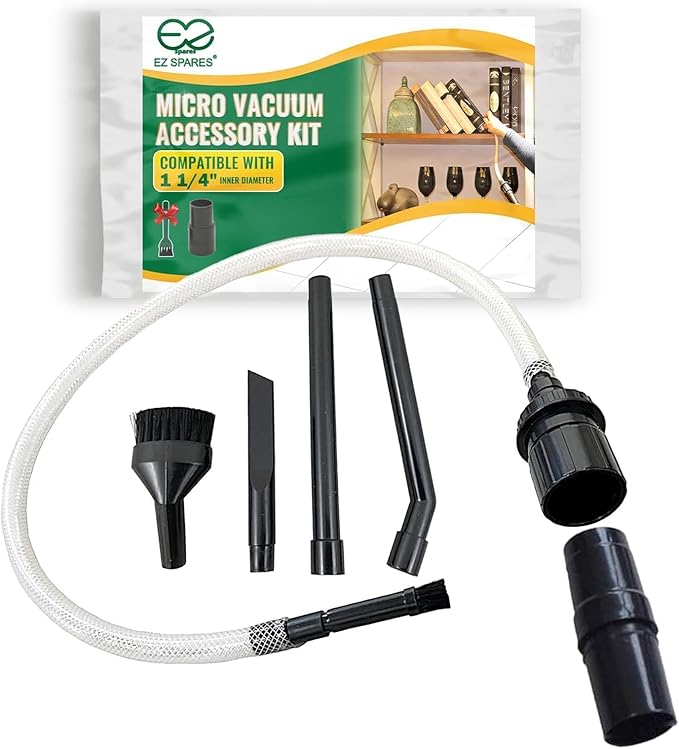 EZ SPARES Vacuum Crevice Attachment Kit,Micro Cleaning Tools for Keyboard,Crevice,Car,Vents & Tight Spaces,Compatible with Most Universal 1-1/4 Inch Hose Vacuums,Computer Cleaning Kit,All in Kit