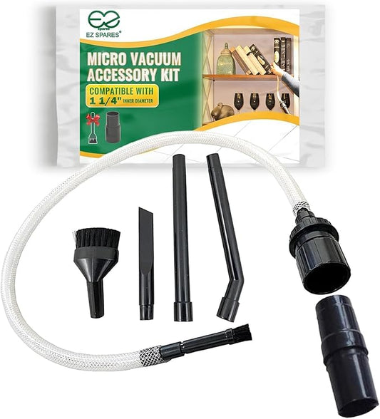EZ SPARES Vacuum Crevice Attachment Kit,Micro Cleaning Tools for Keyboard,Crevice,Car,Vents & Tight Spaces,Compatible with Most Universal 1-1/4 Inch Hose Vacuums,Computer Cleaning Kit,All in Kit