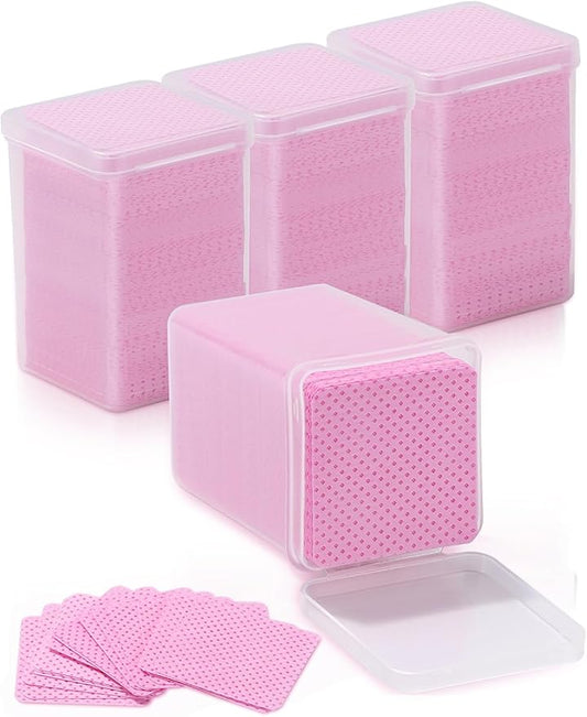 TEOYALL Lint Free Nail Wipes, 800 PCS Non-Woven Fabric Nail Cleaning Pads Pink Lash Extensions Glue Cleaning Wipes Nail Salon Supplies (800 PCS)