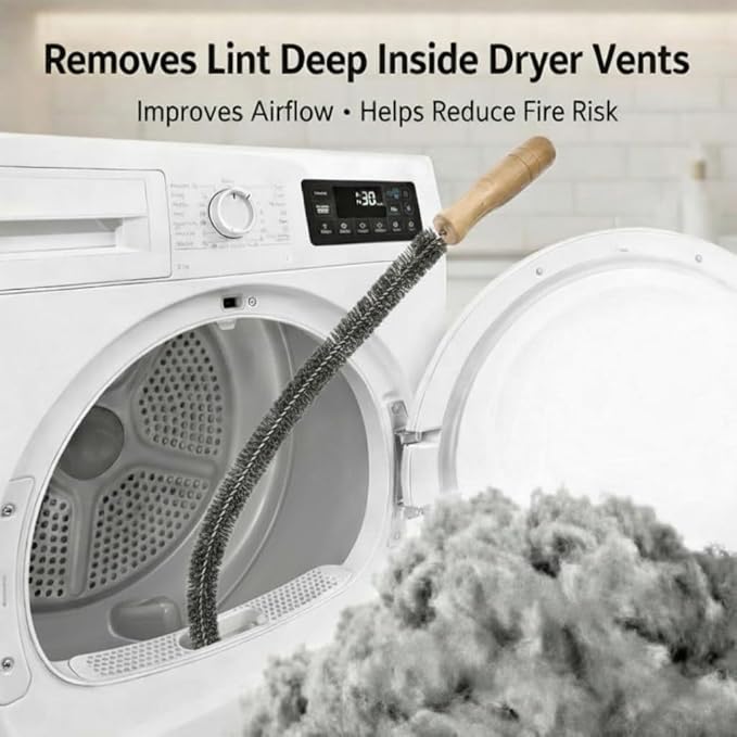 2-Pack Dryer Vent Cleaner Kit - Long Flexible Dryer Lint Brush & Refrigerator Coil Cleaner - Multi-Use Radiator Brush & Lint Trap Cleaning Tool for Fire Prevention