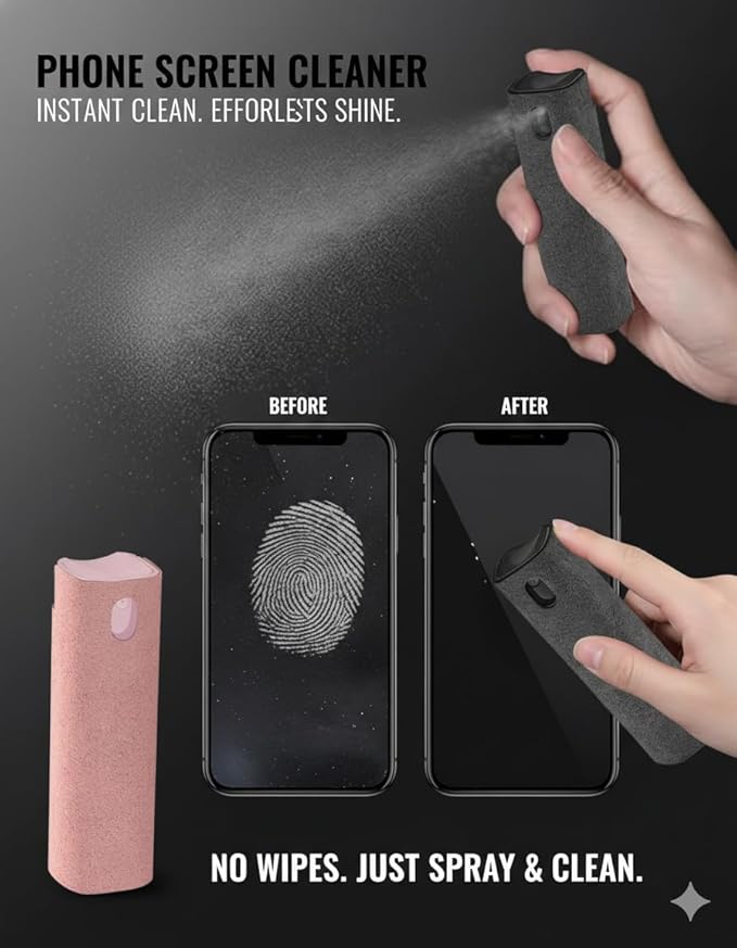 Car Screen Cleaner Touch Screen Cleaner Spray and Wipe Screen Cleaner for Car Display,iPad,MacBook and More,Laptop Computer Screen Cleaner,Travel Cleaning Kit (2 Units)