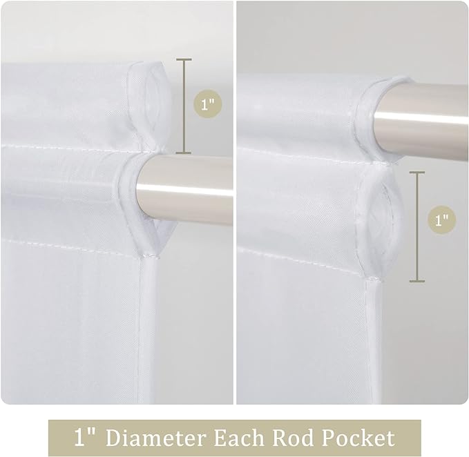 MIULEE French Door Sheer Curtains for Front Back Patio Glass Door Light Filtering Window Treatment with 2 Tiebacks 54 Wide and 63 Inches Length, White, Set of 2