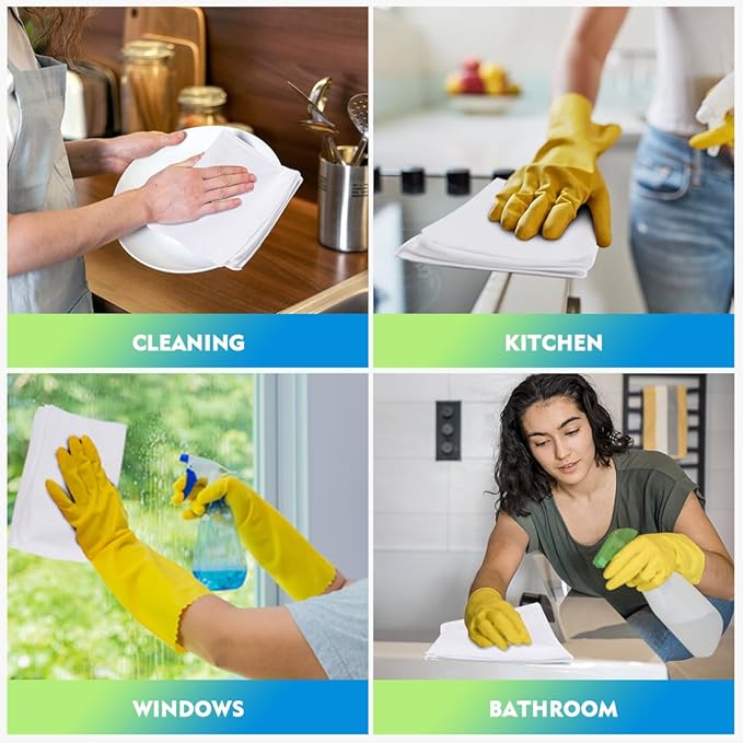 HOMEXCEL White Microfiber Cleaning Cloth 6 Pack 12.5 x 12.5 inch Microfiber Towels for Cars Ultra Absorbent Car Washing Cloth Lint Free Streak Free Cleaning Rags for Car Kitchen Window