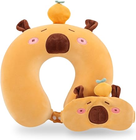 Travel Pillow, Kids Travel Pillow with Sleep Eye Mask Soft Memory Foam Kids Neck Pillow for Boys & Girls, Travel Accesso