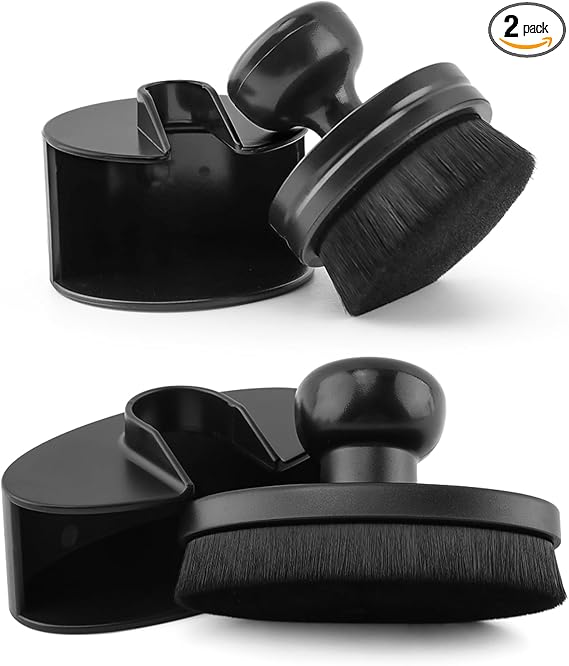 2 Pack Car Tire Shine Applicator, Vegan Tire Shine Applicator with Curved Brush Head Portable Car Tire Brush with Seal C
