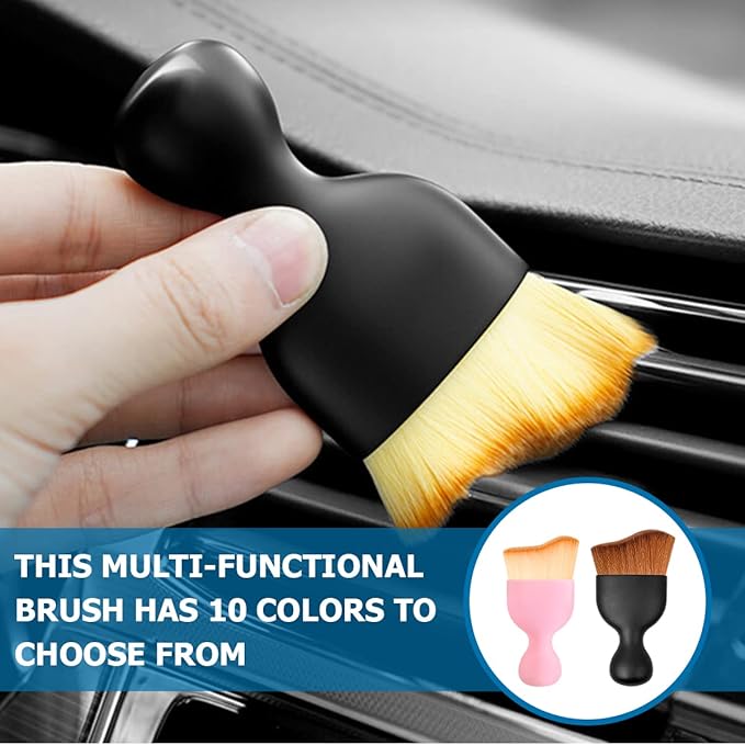 BELOMI Car Detailing Brush, Auto Interior Dusting Brush, Car Soft Bristle Cleaning Tool, Universal Car Interior Crevice Brush for Dashboard, Air Conditioner Vents, Leather, Computer (Brown)