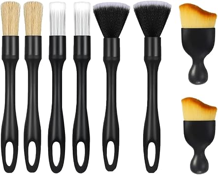 8PCS Car Detailing Brush Set，Soft Car Cleaning Brush，for Cleaning interiors Car Betailing Kit，Ventilation Opening、Consol