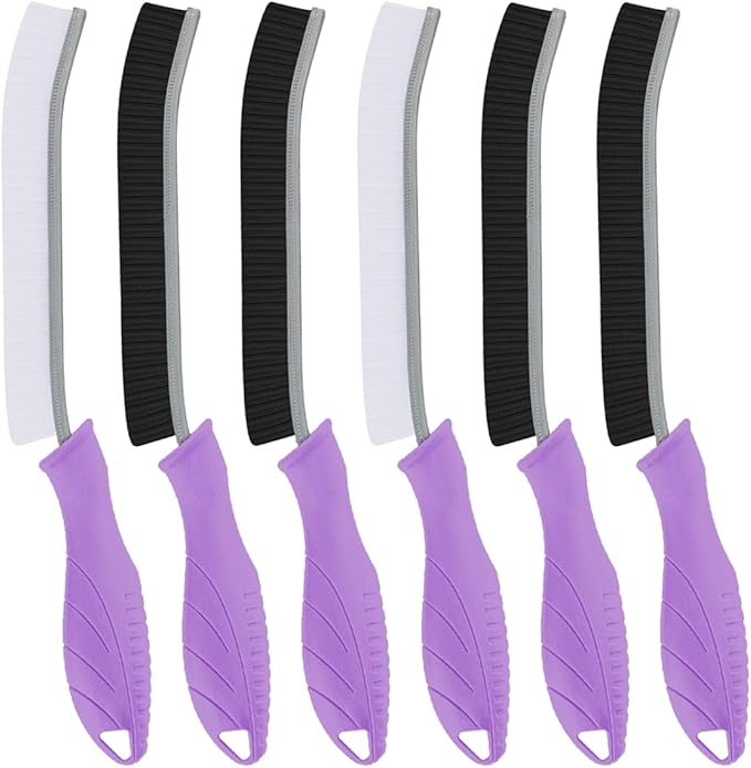 TQRR Hard Bristle Crevice Cleaning Brush-Thin Gap Scrub Brush, Small Cleaning Brush, Grout Brush, Kitchen Brush, Cleaning Tools for Toilet, Bathroom, Sink, Home, Household, Window (6, Purple)