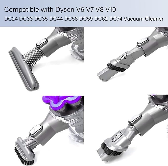 Replacement Attachments Tools Brush Kit for Dyson V6 V7 V8 V10 DC24 DC33 DC35 DC44 DC58 DC59 DC62 DC74 Dyson Cordless Vacuum Cleaner Accessories Kit (4 PACK)