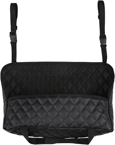 Car Net Pocket Handbag Holder Between Seats, Large Capacity Storage Bag for Front Seats, Leather Car Organizer Backseat 