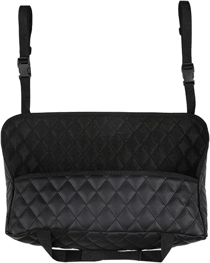 Car Net Pocket Handbag Holder Between Seats, Large Capacity Storage Bag for Front Seats, Leather Car Organizer Backseat 