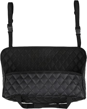Car Net Pocket Handbag Holder Between Seats, Large Capacity Storage Bag for Front Seats, Leather Car Organizer Backseat 