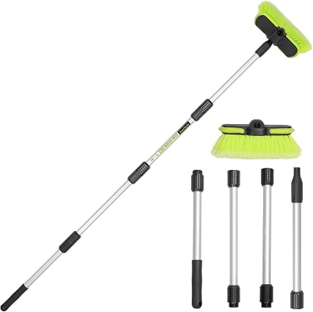 65”165cm Car Wash Brush Long Handle Soft Bristle Scrub Cleaning Mop with 4 Hand-held Places Extendable Washing Brushes B