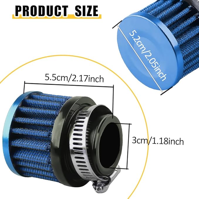 Air Filter, Valve Cover Breather, 25mm Auto Crankcase Cold Air Filter Cleaner with Adjustable Clamp, Breather Turbo Vent Cleaner Automotive Accessories Fit for Cars and Motorcycles (Blue)