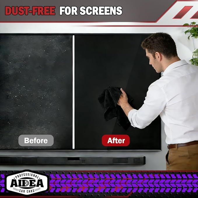 AIDEA Microfiber Cleaning Cloth Black 50PK, Microfiber Towels for Cars, Premium Car Cloths, Dusting Cloth Lint Free Cleaning Rags for SUVs, House, Kitchen, Window, Workshops,12×12"