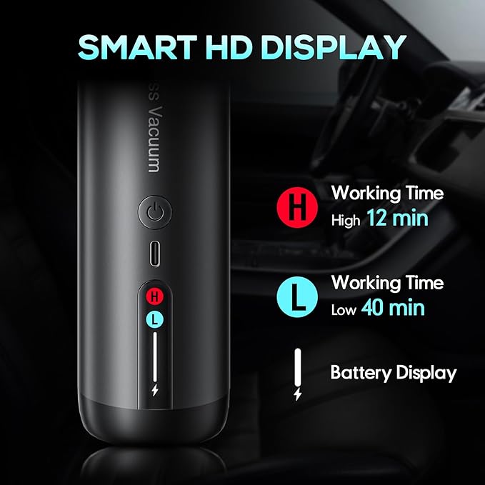 Handheld Car Vacuum Portable Cordless, Hand held Vacuum Cleaner with 21000 Pa Suction Power Mini Air Duster Vacuum for Car Cleaning, Home, Office, Pet Hair | Multi-Nozzle, Washable Filter