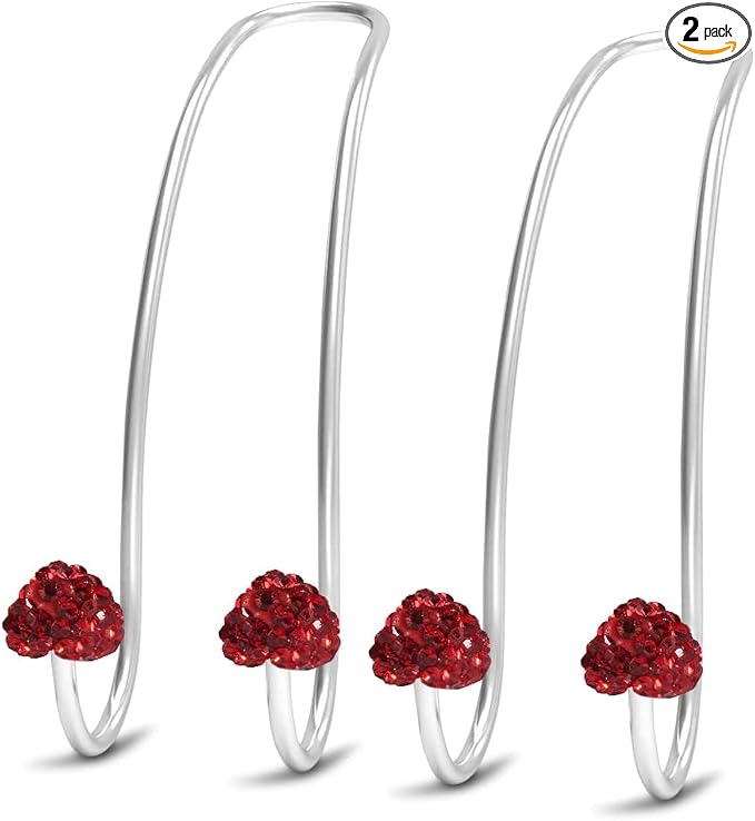 Guoord 【2026 Upgraded】 Car Headrest Hooks Decorations, 2 Pcs Bling Heart-Shaped Purse Hook Hangers, Auto Hooks Car Hange