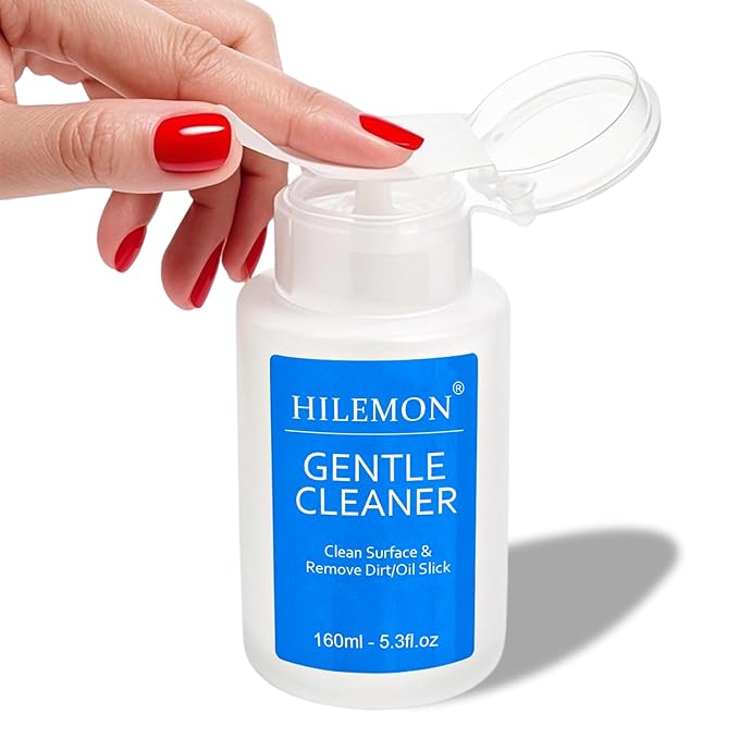 Push-On Nail Gentle Cleaner, Gentle Nails Surface Cleanser, Clean Base Gel & Floating Gel & Grease After Sealing & Dust & Dirt from Nails, Art DIY, Pump Bottle Design, 160ml (Gentle Cleaner)