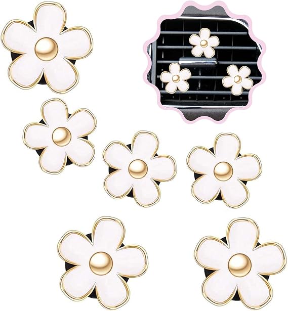 6 Pcs Daisy Flower Air Vent Clip Air Conditioning Outlet Clip Car Air Freshener Clip Car Interior Decor Charm Colorful C
