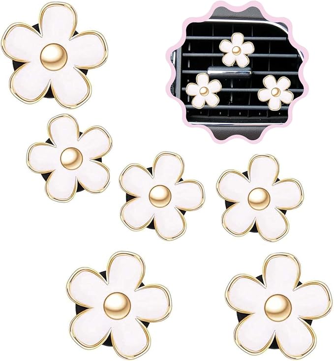 6 Pcs Daisy Flower Air Vent Clip Air Conditioning Outlet Clip Car Air Freshener Clip Car Interior Decor Charm Colorful C