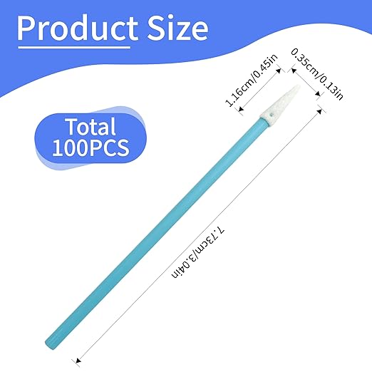 100 Pcs Lint-Free Foam Swab Sticks, Foam Tip Cleaning Swab Kit for Optical Instruments, Camera Lenses, Electronic Equipment, Car Detailing, Inkjet Printer Print Heads