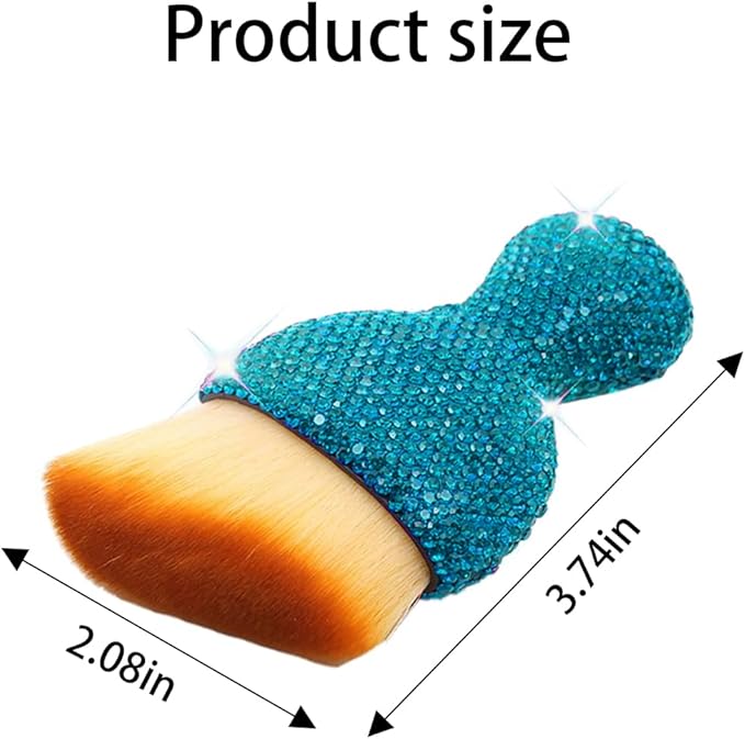 zipelo Auto Interior Dust Brush, Car Detailing Cleaner Brush with Diamond, Bling Handle Soft Bristle Dusting Tool, Scratch Free Dirt Clean Brush for Vehicle Dashboard, Air Conditioner Vent (Lake Blue)