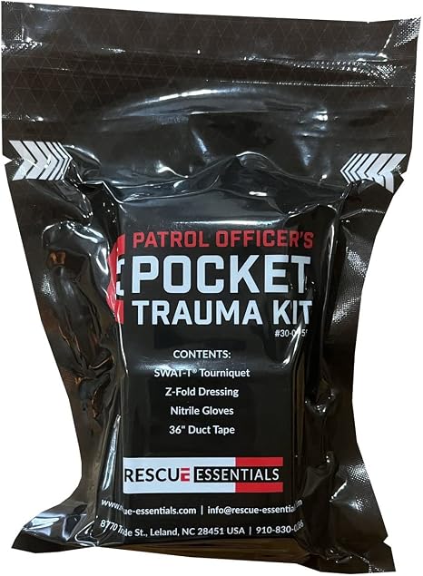 Rescue Essentials Pocket Trauma Kit – Compact Vacuum-Sealed IFAK with SWATT Tourniquet, Gauze, Gloves & Duct Tape – Blee