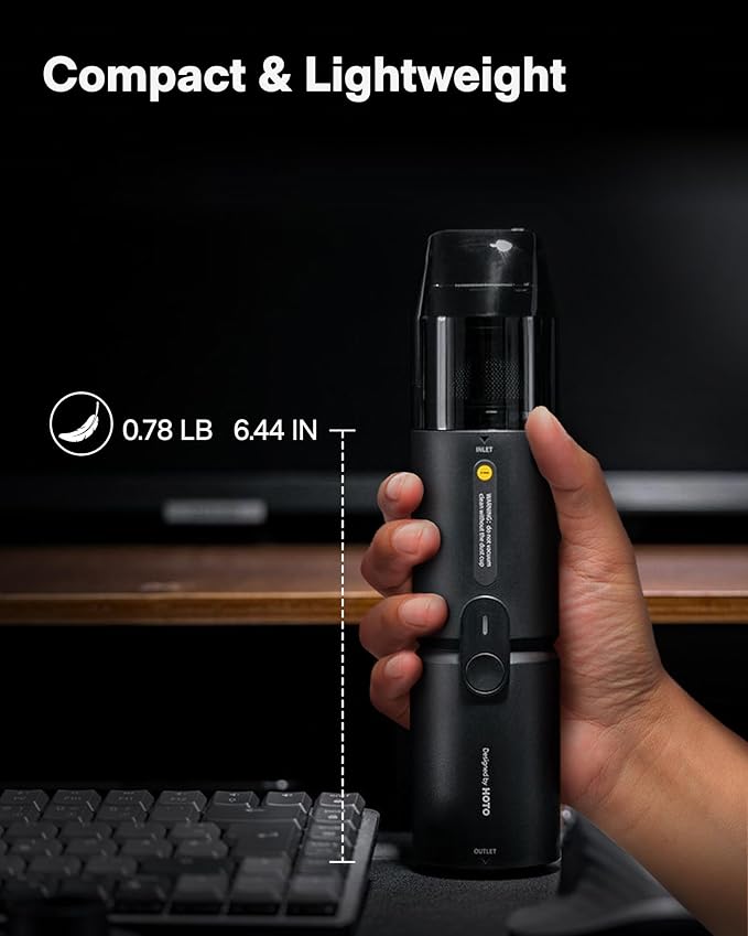 HOTO Handheld Vacuum Cleaner Cordless, Mini Vacuum Cleaner with 15000Pa Suction Power, Compressed Electric Air Duster Air Blower for Desk, PC Setup, Keyboard, Coffee Station Grounds