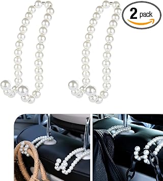 2 PCS Car Pearl Seat Headrest Hook, Car Hangers Organizer Purse Hook, Strong Load Headrest Hooks, Multifunctional Hook D