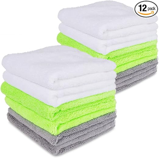 Liquid X Premium Professional Grade Microfiber Detailing Towels Ultra Thick & Super Plush - 16" x 16" (12 Pack)