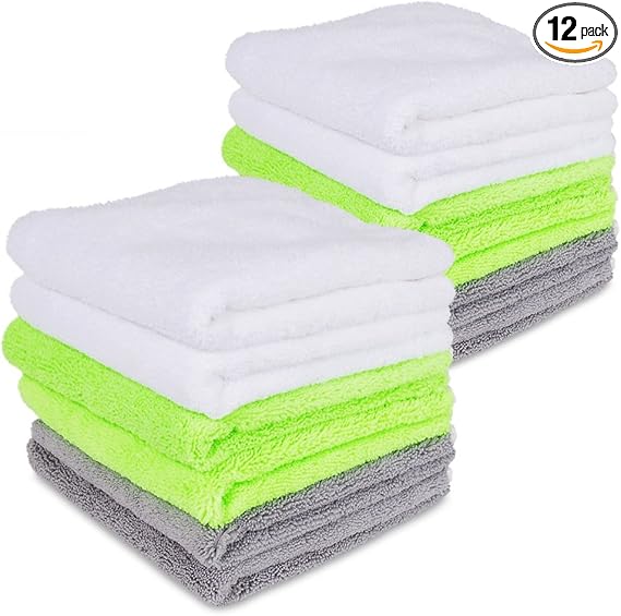Liquid X Premium Professional Grade Microfiber Detailing Towels Ultra Thick & Super Plush - 16" x 16" (12 Pack)