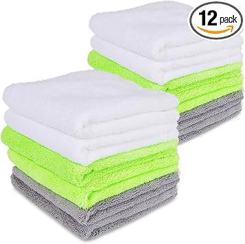 Liquid X Premium Professional Grade Microfiber Detailing Towels Ultra Thick & Super Plush - 16" x 16" (12 Pack)