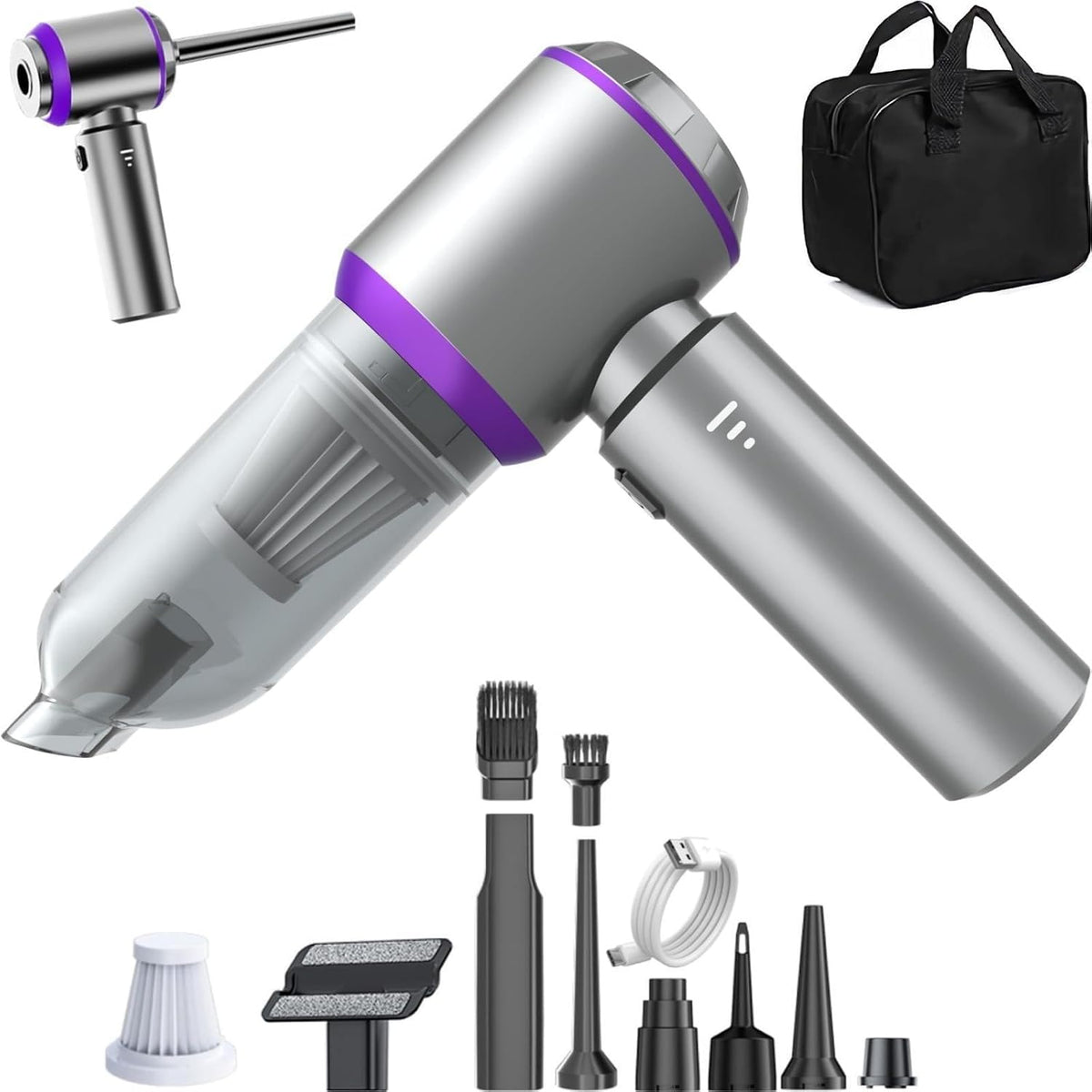 Car Vacuum, 20000Pa Cordless Handheld Vacuum & Air Duster, 4-in-1