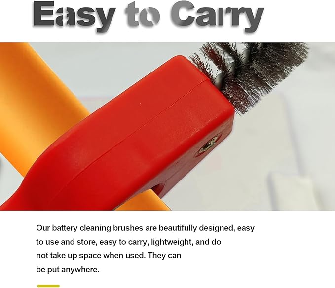 ZOKYUYS® 4 in 1 Car Battery Cleaning Brush, Anti-Corrosion Battery Terminals, Copper Pipes Cleaner Brush Tool, Universal for Automotive and Marine for Plumbing Installation Soldering Brazing (Red)