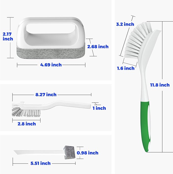 Holikme 6 Pack Dish Brush with Handle Kitchen Cleaning Brush Set for Pot, Pan, Kitchen Sink (Green)