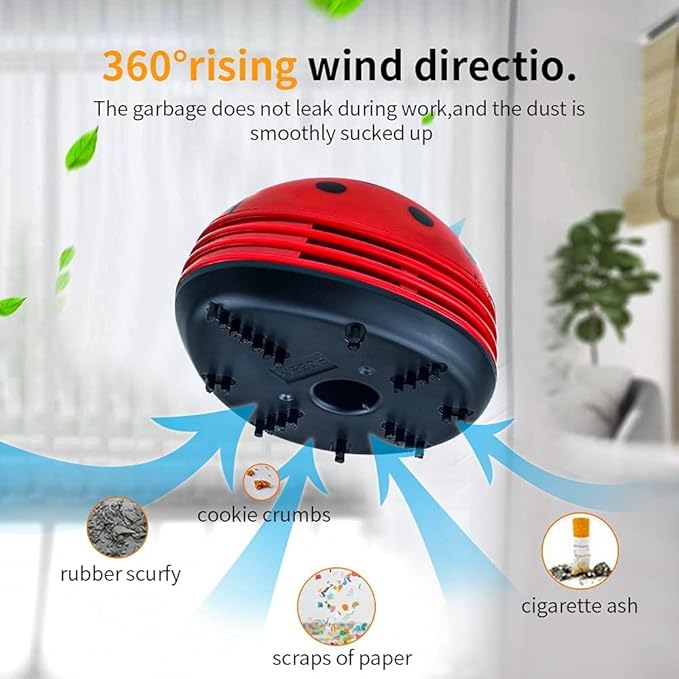 E ECSEM Mini Portable Handheld Cordless Tabletop Crumb Sweeper Desktop Dust Vacuum Cleaner Cute Cartoon Battery Operated