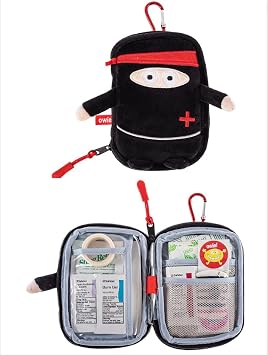 Owie Ninja Small Mini Compact First Aid Kit for Parents on The Go and Hanging in a Diaper Bag, Travel, Purse or Use it a