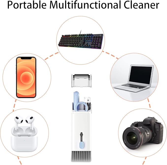 7 in 1 Electronic Cleaner kit - Keyboard Cleaner, Keyboard Cleaning Kit, Laptop Cleaner with Brush, Electronic Cleaner for Laptop/Phone/Computer/Screen (Give Away a Flannel Cloth) Blue