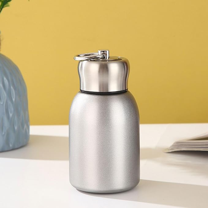 Mini Stainless Steel Thermal Bottle Small Vacuum Insulated Water Bottle, Portable Leakproof Sport Tumbler Cup Hot and Cold Travel Mug 10 oz (Silver)