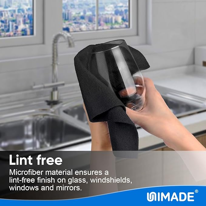 UNIMADE Microfiber Cleaning Cloth, 50 Pack Microfiber Towels for Cars Reusable Shop Rags Bulk Lint Free Cleaning Towels for Car Kitchen Automotive Bar Mechanic Restaurant Garage, 11.5"x 11.5", Black