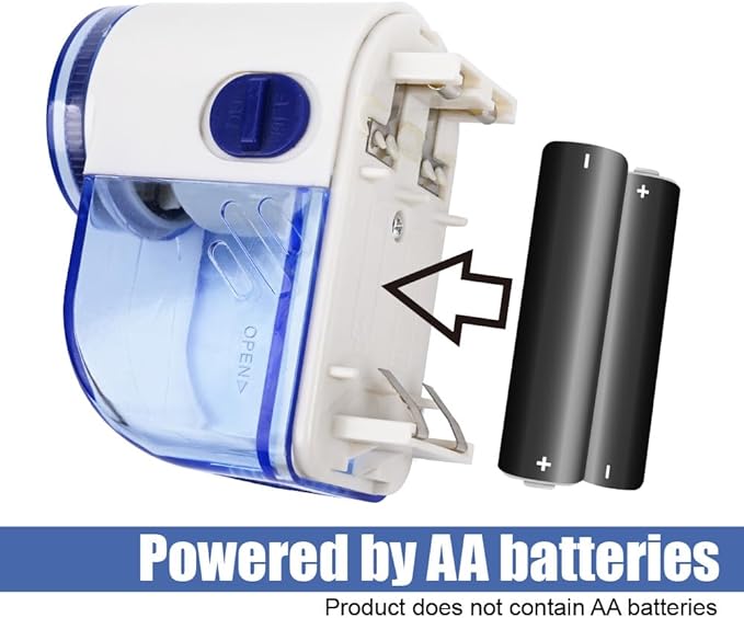 Fabric Shaver, Lint Remover for Clothes, Electric Lint Shaver with 3-Leaf Blades, Battery Operated, Remove Clothes Fuzz, Lint Balls, Pills, Blue and White